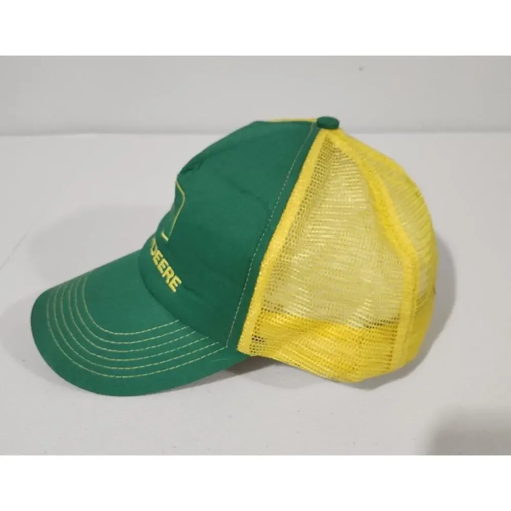 Vintage John Deere Hat Cap Mens Snapback Yellow Green Adjustable Tractor Mower